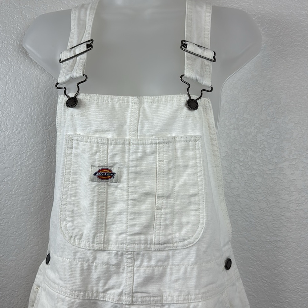 Dickies Duck canvas short bib overalls in stonewash cream Size X-Small NWOT - Picture 8 of 11